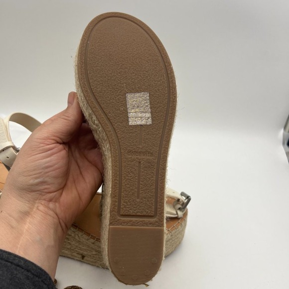 Dolce Vita Spiro Two Band Espadrille Wedge Sandals Off-white / Snake Skin Size 9 - Picture 9 of 9